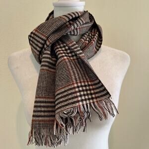Scarf Brown Wool Plaid Tassel Hem Winter Accessories Classic Comfortcore